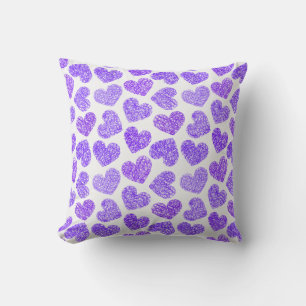 Cute Lila Doodled Heart Valentindagen Mönster Kudde