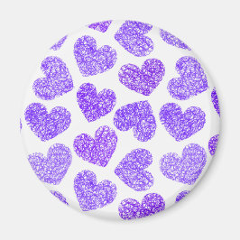 Cute Lila Doodled Heart Valentindagen Mönster Magnet
