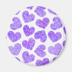 Cute Lila Doodled Heart Valentindagen Mönster Magnet