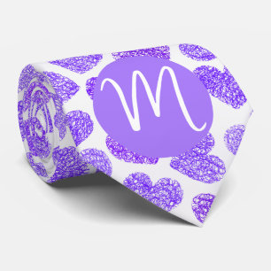 Cute Lila Doodled Heart Valentines Day Monogram Slips