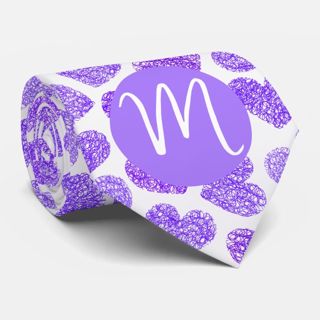 Cute Lila Doodled Heart Valentines Day Monogram Slips (Rullad)