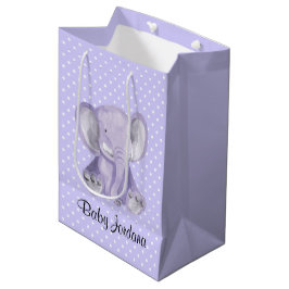Cute Lila Elephant Polka Dot Design Gift Bag