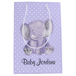 Cute Lila Elephant Polka Dot Design Gift Bag