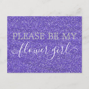 Cute Lila Faux Glitter Flower Girl Frieri Inbjudan Vykort