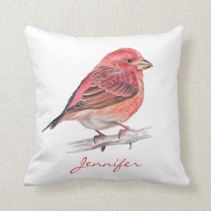 Cute Lila Finch Bird Barn Room Nursery Kudde