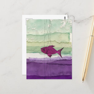 Cute Lila Fish Vykort