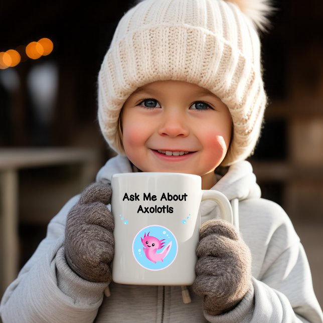 Cute Lila frågar mig om Axolotls Salamander Kaffemugg (Skapare uppladdad)