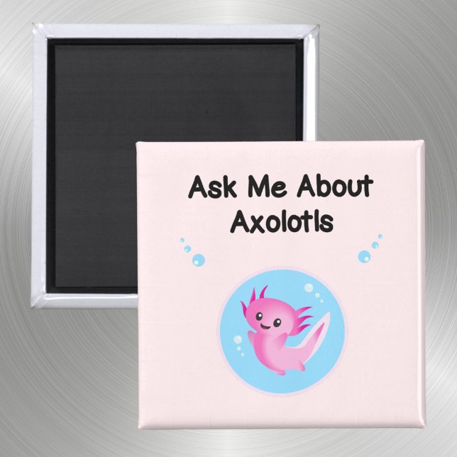 Cute Lila frågar mig om Axolotls Salamander Magnet (Skapare uppladdad)