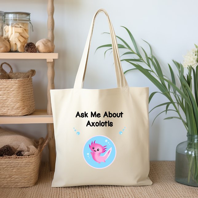 Cute Lila frågar mig om Axolotls Salamander Tygkasse (Skapare uppladdad)