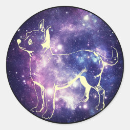 Cute Lila Galaxy Chihuahua Space Star Hund Runt Klistermärke