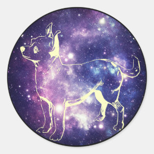 Cute Lila Galaxy Chihuahua Space Star Hund Runt Klistermärke