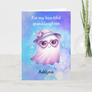 Cute Lila Ghost Halloween Granddotter Kort