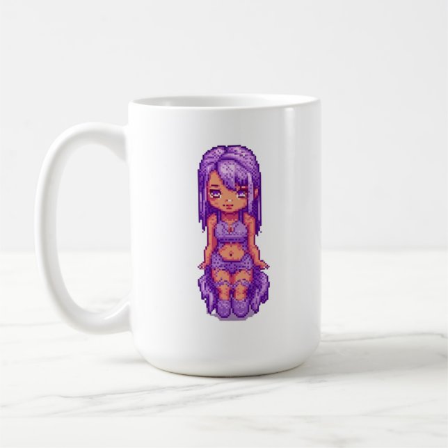 Cute lila Girl Kaffemugg (Vänster)