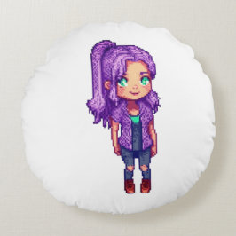 Cute lila Girl Rund Kudde