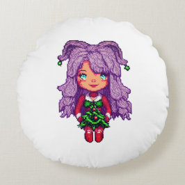 Cute lila Girl Rund Kudde