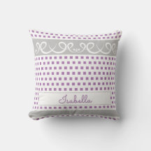 Cute Lila & Grått Polka dots & Swirls Girly Namn
