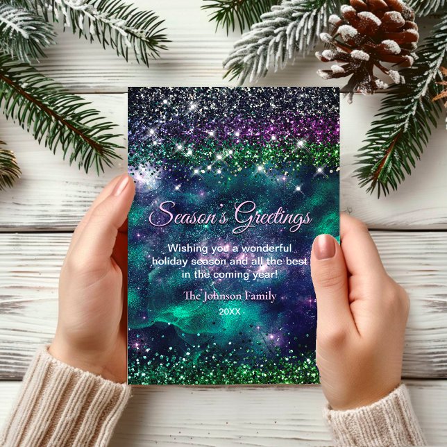 Cute lila grönt glitter jul nytt år (Skapare uppladdad)