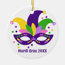 Cute Lila Grönt Guld Mardi Gras Mask Julgransprydnad Keramik