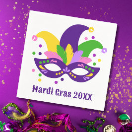 Cute Lila Grönt Guld Mardi Gras Mask Pappersservett