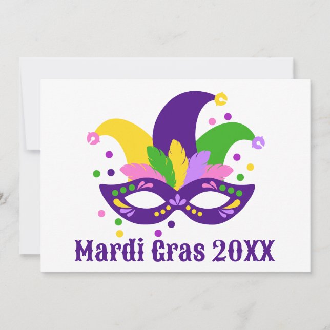 Cute Lila Grönt Guld Swirl Mardi Gras Postcard Inbjudningar (Framsida)