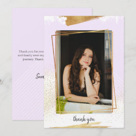 Cute Lila & Guld Framed Studenten Tack Inv. Inbjudningar