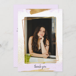 Cute Lila & Guld Framställning Studenten Tack Inbjudningar