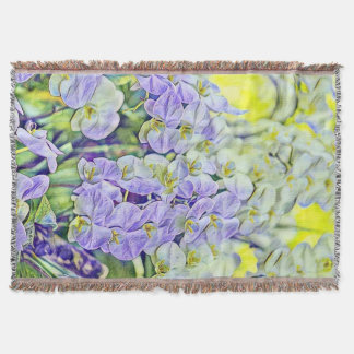 Cute lila gult färgar blommor vattenfärg filt