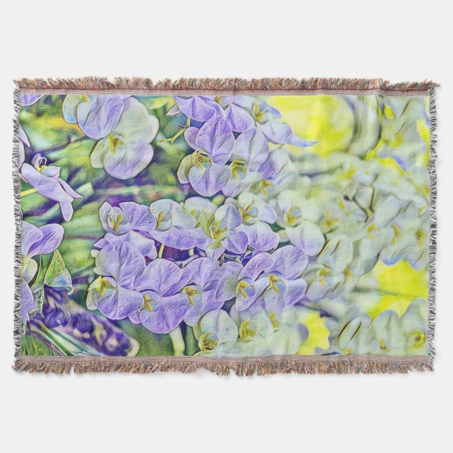 Cute lila gult färgar blommor vattenfärg filt (Framsidan)