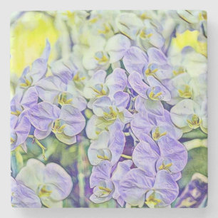Cute lila gult färgar blommor vattenfärg stenunderlägg