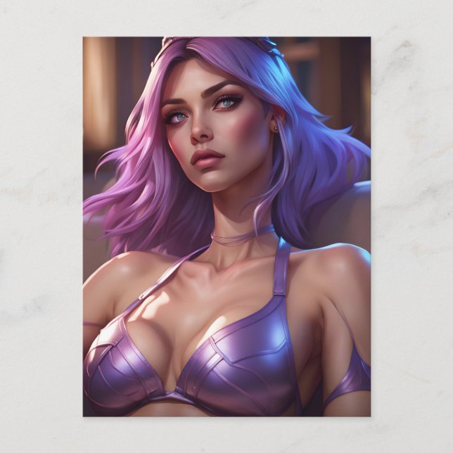 Cute Lila Hair Vykort (Framsida)