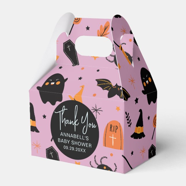 Cute Lila Halloween Baby Shower Presentaskar (Framsidan Sidan)