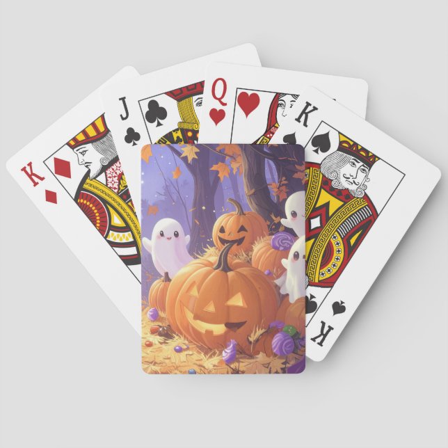 Cute Lila Halloween Boo Casinokort (Baksidan)