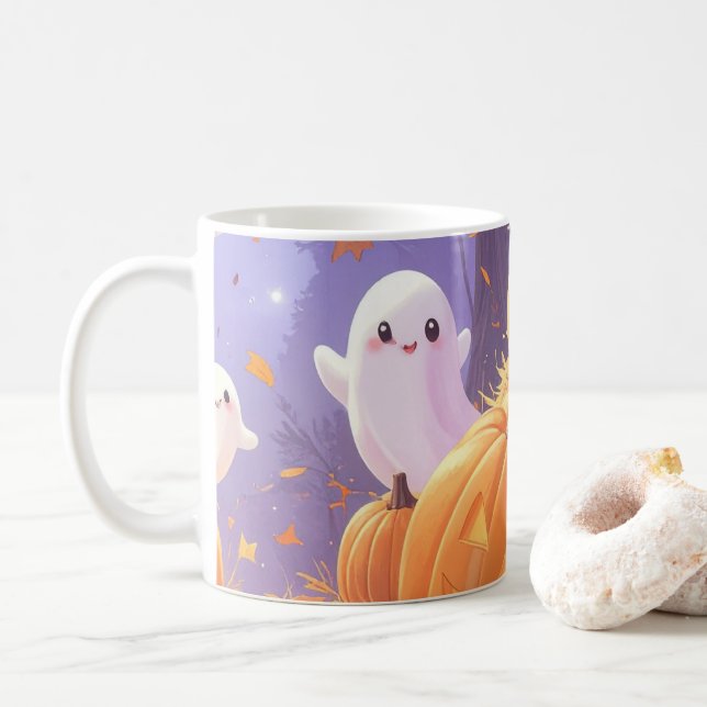 Cute Lila Halloween Boo Kaffemugg (Med munk)