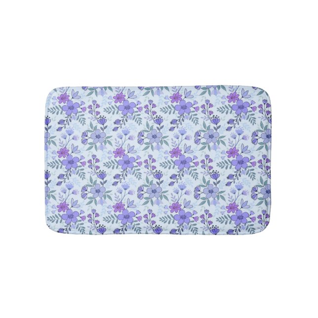 Cute Lila Hand plockade Blommigt Bath Mat Badrumsmatta (Framsidan)