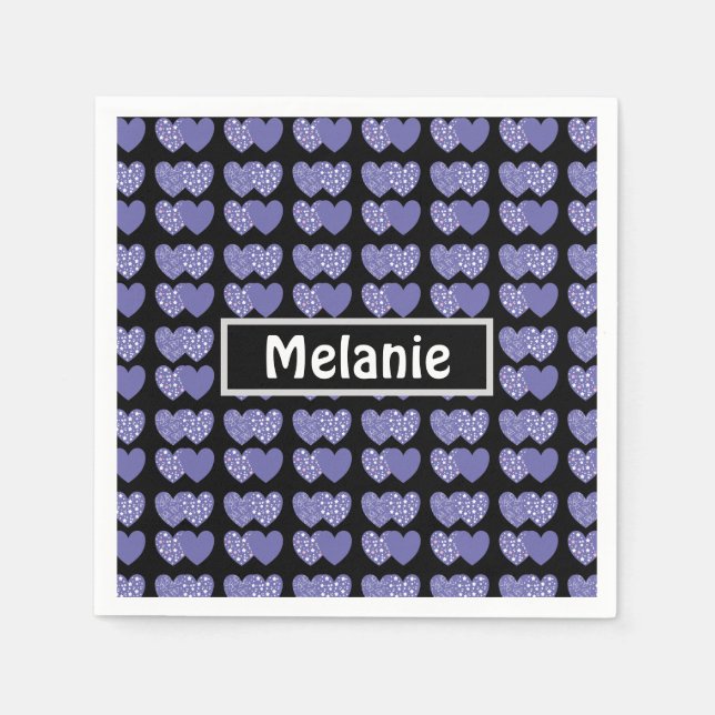 Cute Lila Hearearts Pappersservett (Framsidan)