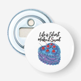 Cute Lila Heart Cake Mönster Flasköppnare