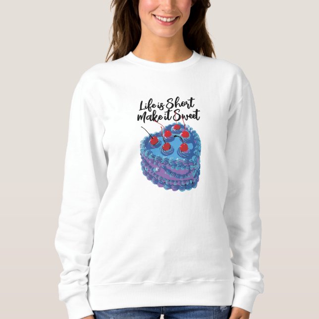 Cute Lila Heart Cake Mönster T Shirt (Framsida)