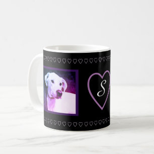 Cute Lila Hearts White Hundälskare Valentines day Kaffemugg