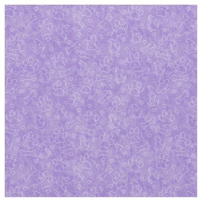 Cute Lila Hund Mönster Fabric Tyg (Närbild)