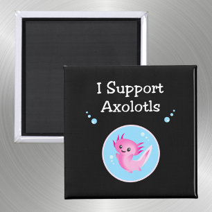 Cute Lila I stöder Axolotls Mörk Färg Magnet