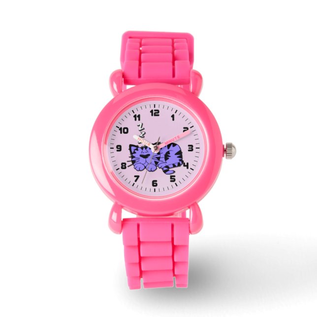 Cute Lila Kattunge Nap Wrist Watch Armbandsur (Framsida)