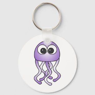 Cute Lila Kawaii Jellyfish Keychain Nyckelring