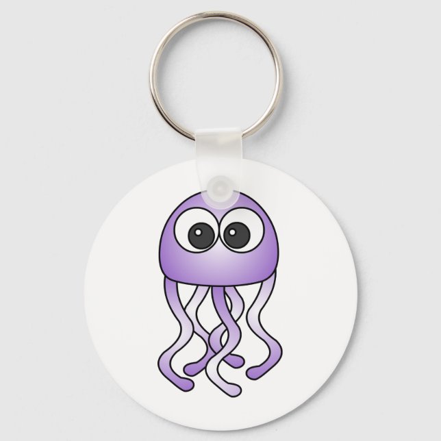 Cute Lila Kawaii Jellyfish Keychain Nyckelring (Framsida)