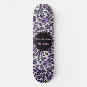 Cute Lila Leopard Animal Print Personlig Mini Skateboard Bräda 18,5 Cm