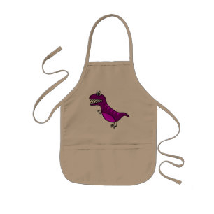 Cute lila lustigt, arg dinosaur barn apron barnförkläde