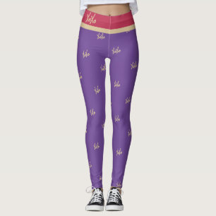 Cute Lila Magenta Guld XOXO Typografi Leggings