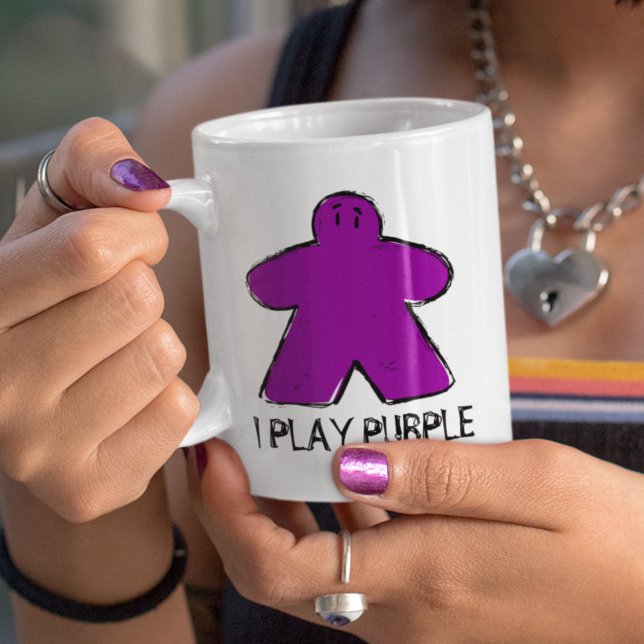 Cute Lila Meeple Teckning Board Game Kopp Mugg (Skapare uppladdad)