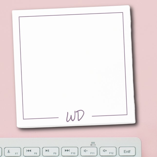 Cute Lila Monogram Initialer Post-it Block (Skapare uppladdad)