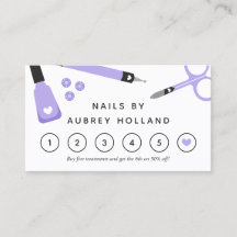 Cute Lila Nail Artist Verktyg Loyalty Card