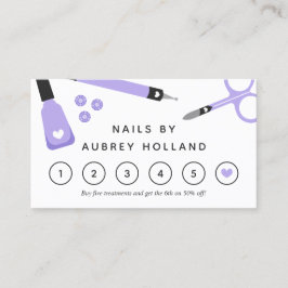 Cute Lila Nail Artist Verktyg Loyalty Card Visitkort